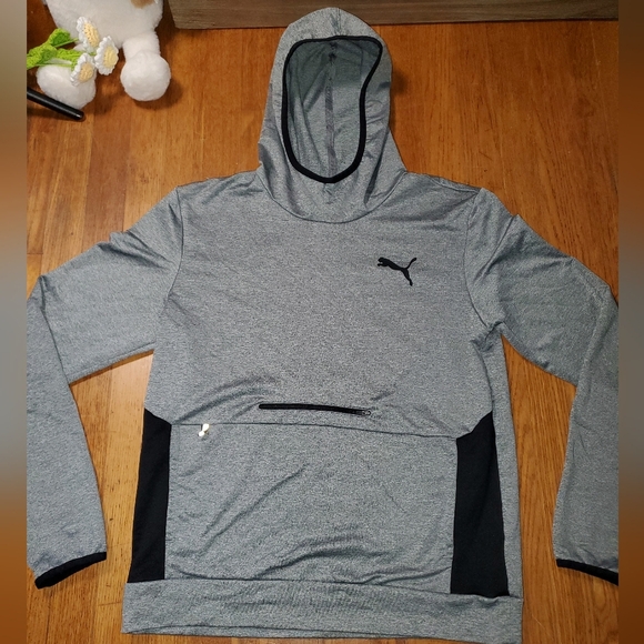 Puma Heather Gray Hoodie with Black Details - Picture 1 of 11